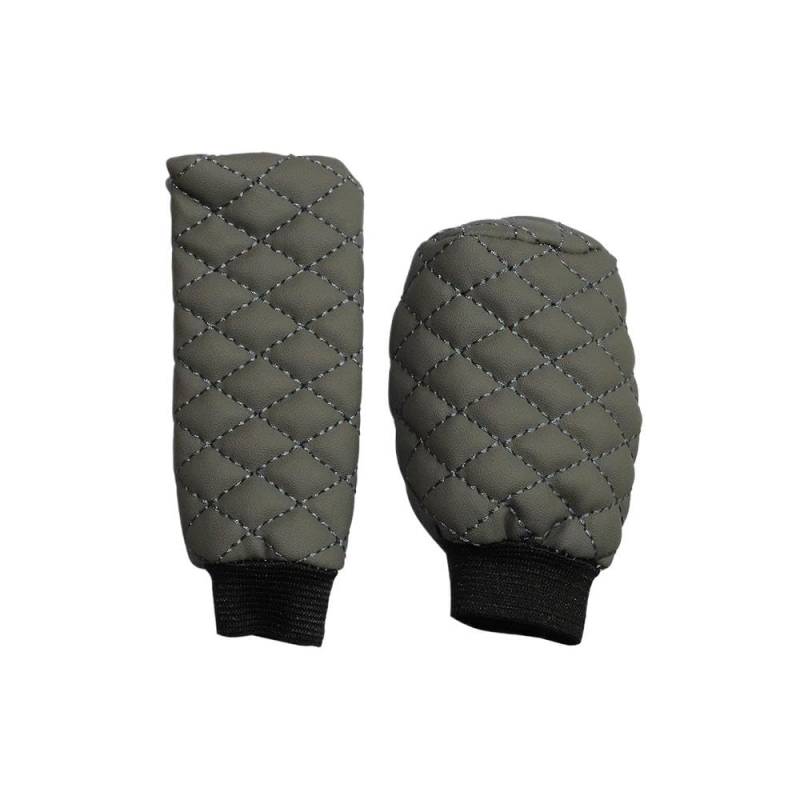 Schalthebel 2 Stück PU-Leder Auto Handbremse Abdeckung Manuelle Getriebe Griff Set Automotive Supplies Auto Zubehör(Gray) von lEUCN