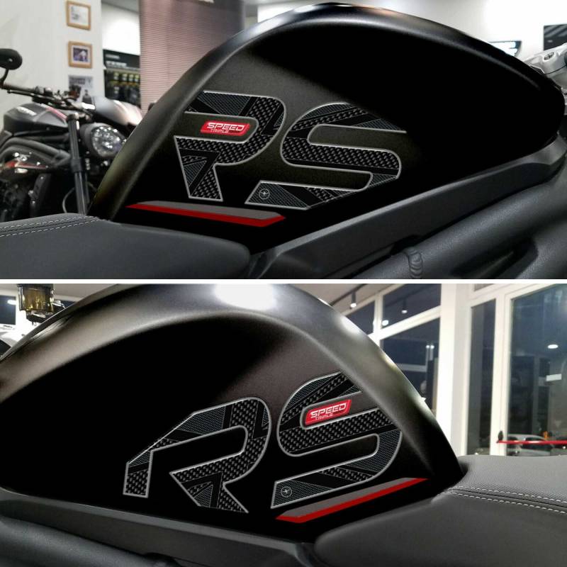 labelbike - 2 Motorrad-Tank-seitige 3D Protektoren, die mit Triumph Speed Triple 1200 RS Carbon-Red kompatibel sind von LABELBIKE