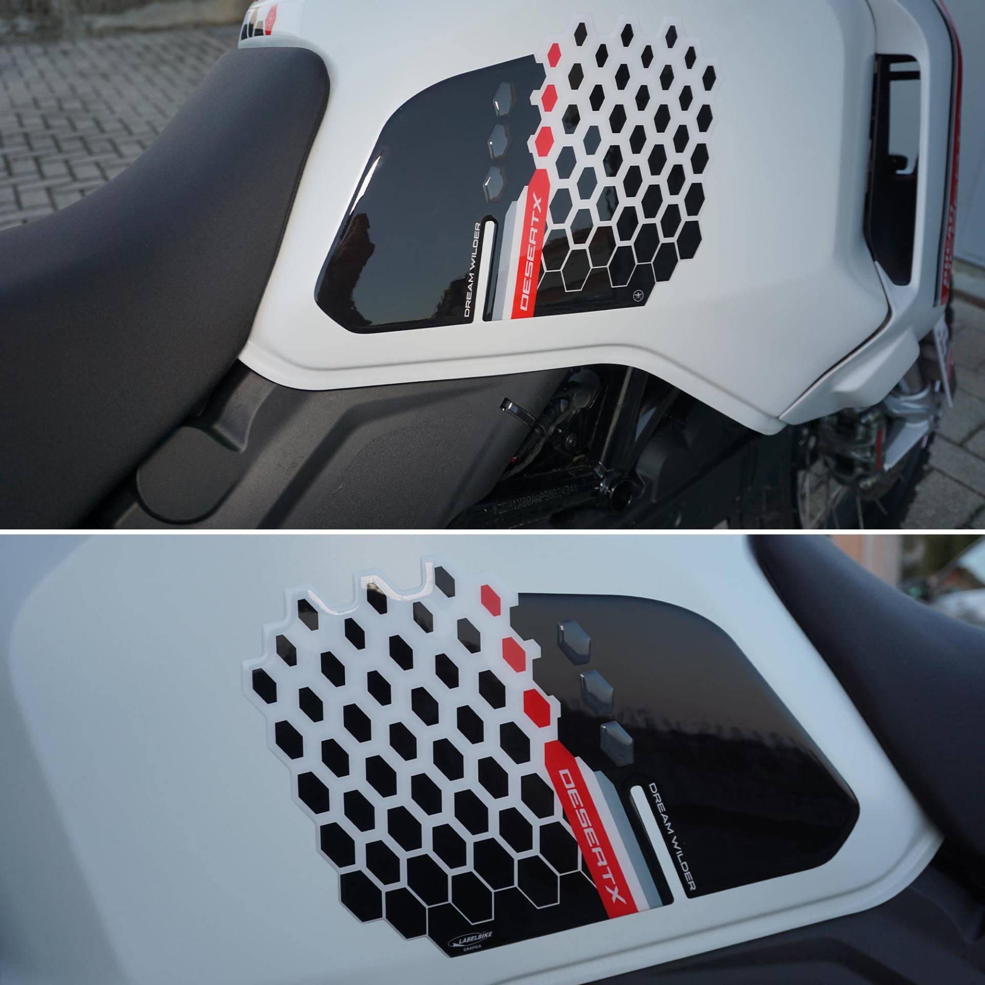 labelbike - 3D Aufkleber Motorrad Tankseitenschutz kompatibel mit Ducati DesertX von LABELBIKE