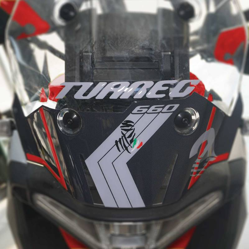 labelbike - 3D Gel Harz Aufkleber Wind Schutz Scheibenschutz kompatibel mit Aprilia Tuareg 660 2022-2025 - Farbe Rot von LABELBIKE