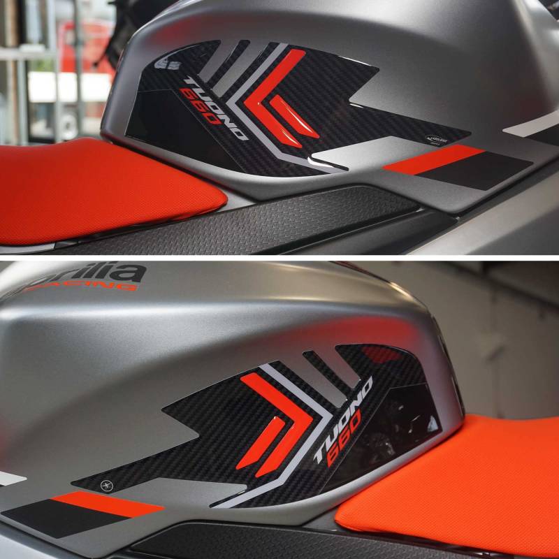 labelbike - 3D Aufkleber aus Gelharz Seitenschutz für den Tank kompatibel mit Aprilia Tuono 660 2021-2025 Rot von LABELBIKE