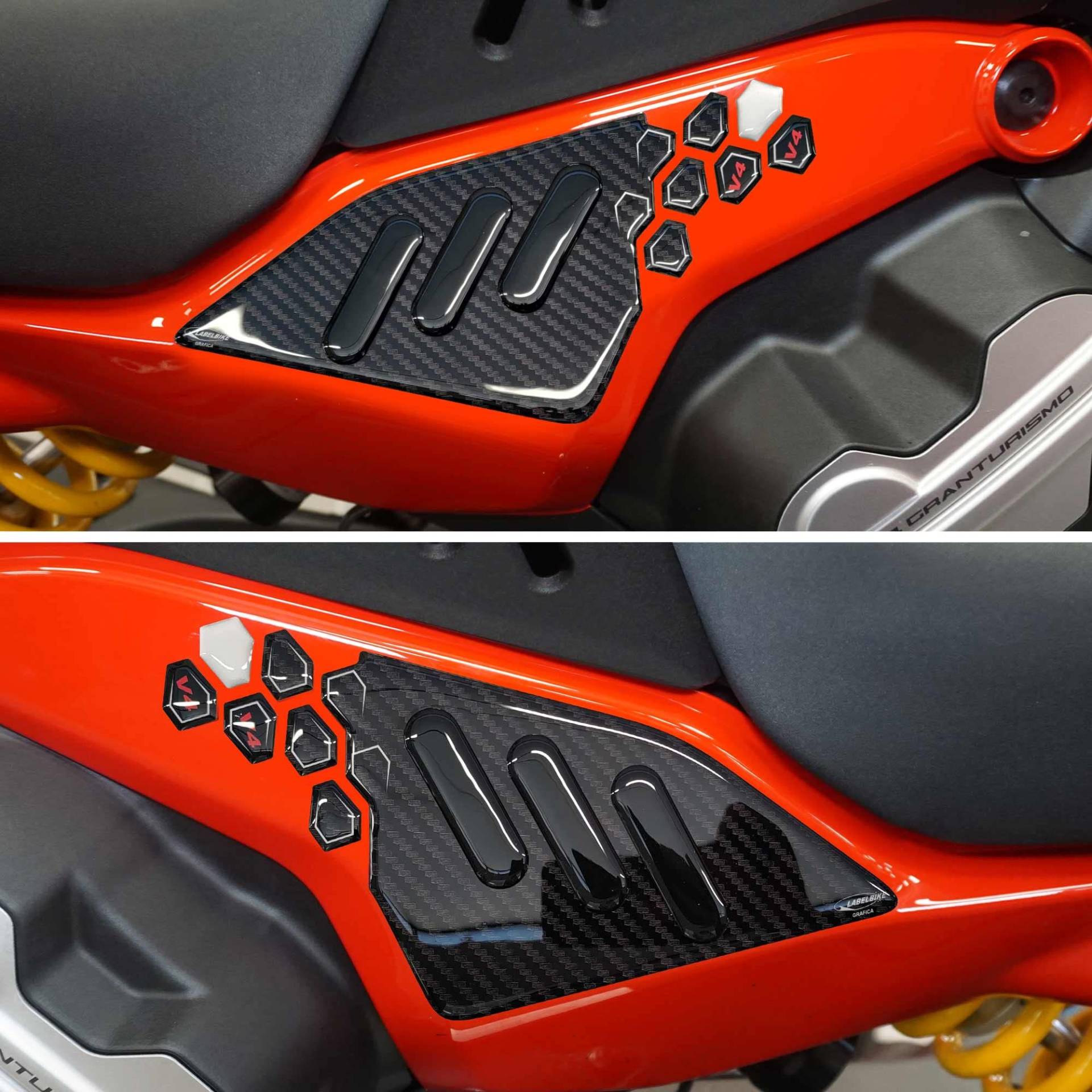 labelbike - 3D Harz Aufkleber Seitenschutz Unter dem Sattel Motorräder kompatibel mit Ducati Diavel v4 2023 von LABELBIKE