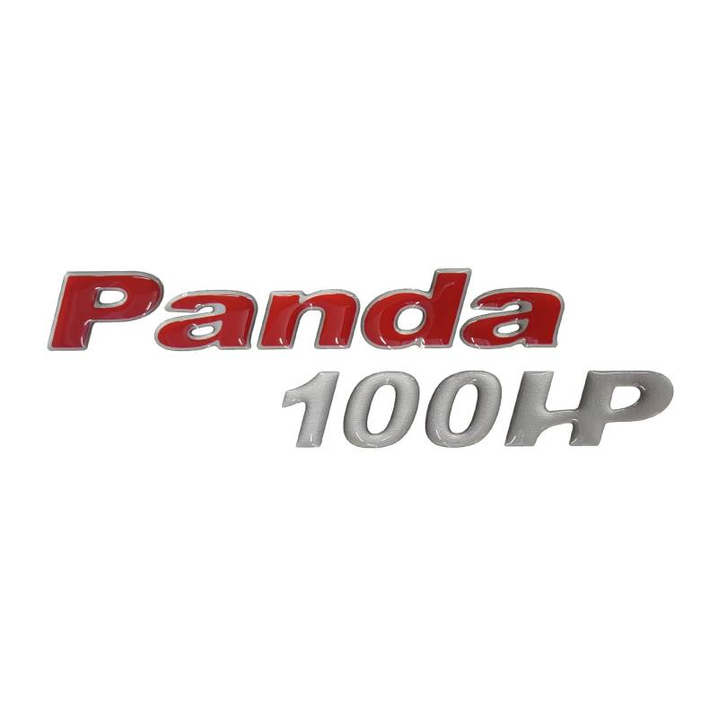 labelbike - 3D Gel Resin Sticker Panda 100 PS Schriftzug Autoemblem in Rot und Silber kompatibel mit FIAT Panda von LABELBIKE