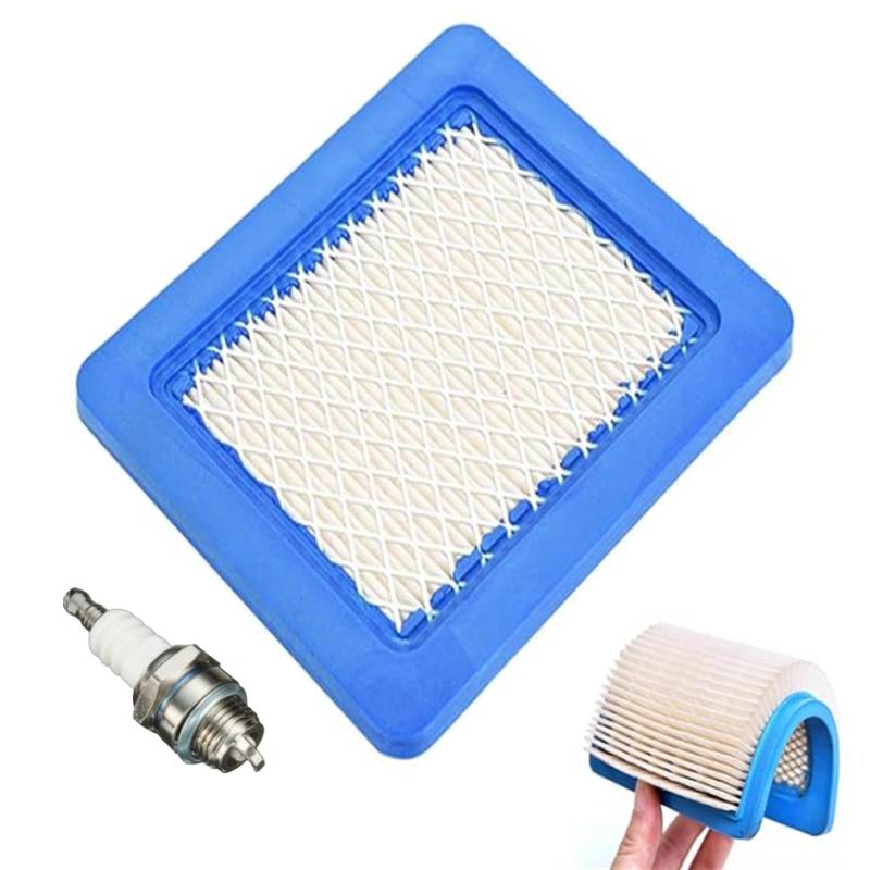 Luftfilter mit Zündkerze für Rasenmäher, Rasenmäher Luftfilter Ersatz, Kompatibel mit BS 491588 399959 491588S von lafomukea