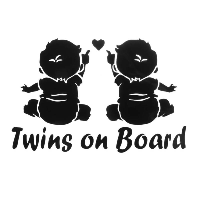 1 PC Auto - reflektierende Dekoration Cartoon Auto - Aufkleber Fenster Zwillinge Baby an Bord Aufkleber(Black) von lakamier