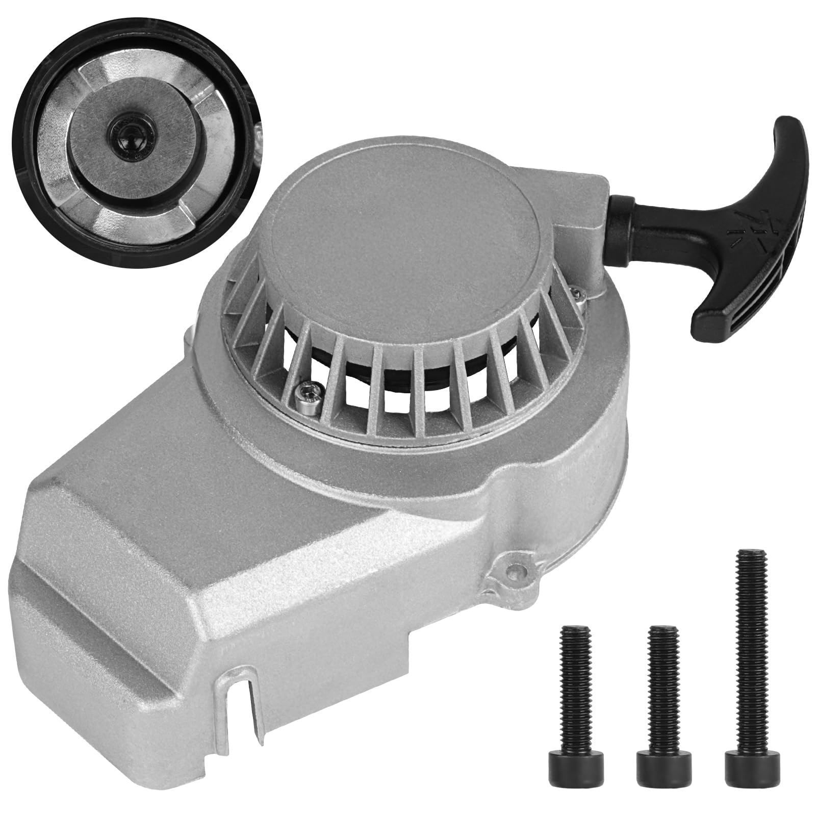 LALAGO 1tlg Zubehör Seilzugstarter Silber, Rückstoßstarter Ersatz Metallgetriebe mit Schwungscheibe für 2-Takt 47CC 49CC Offroad Auto Strandtasche Pocketbike Tuning Dirtbike ATV Motor Quad Go Kart LALAGO 1tlg Zubehör Seilzugstarter Silber, Rückstoßstarter Ersatz Metallgetriebe mit Schwungscheibe für 2-Takt 47CC 49CC Offroad Auto Strandtasche Pocketbike Tuning Dirtbike ATV Motor Quad Go Kart von lalago