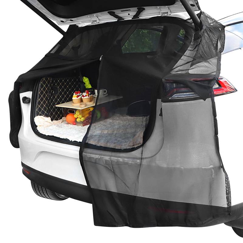 lalago 174x150cm Auto Heckklappe Mesh Netz, Heckklappe Auto Magnetisch Fliegengitter Moskitonetz, Fahrzeug Heckklappen Netzgitter, Insektennetz Schwarz für SUV- MPV- Van-Heckkl für Outdoor Camping von lalago