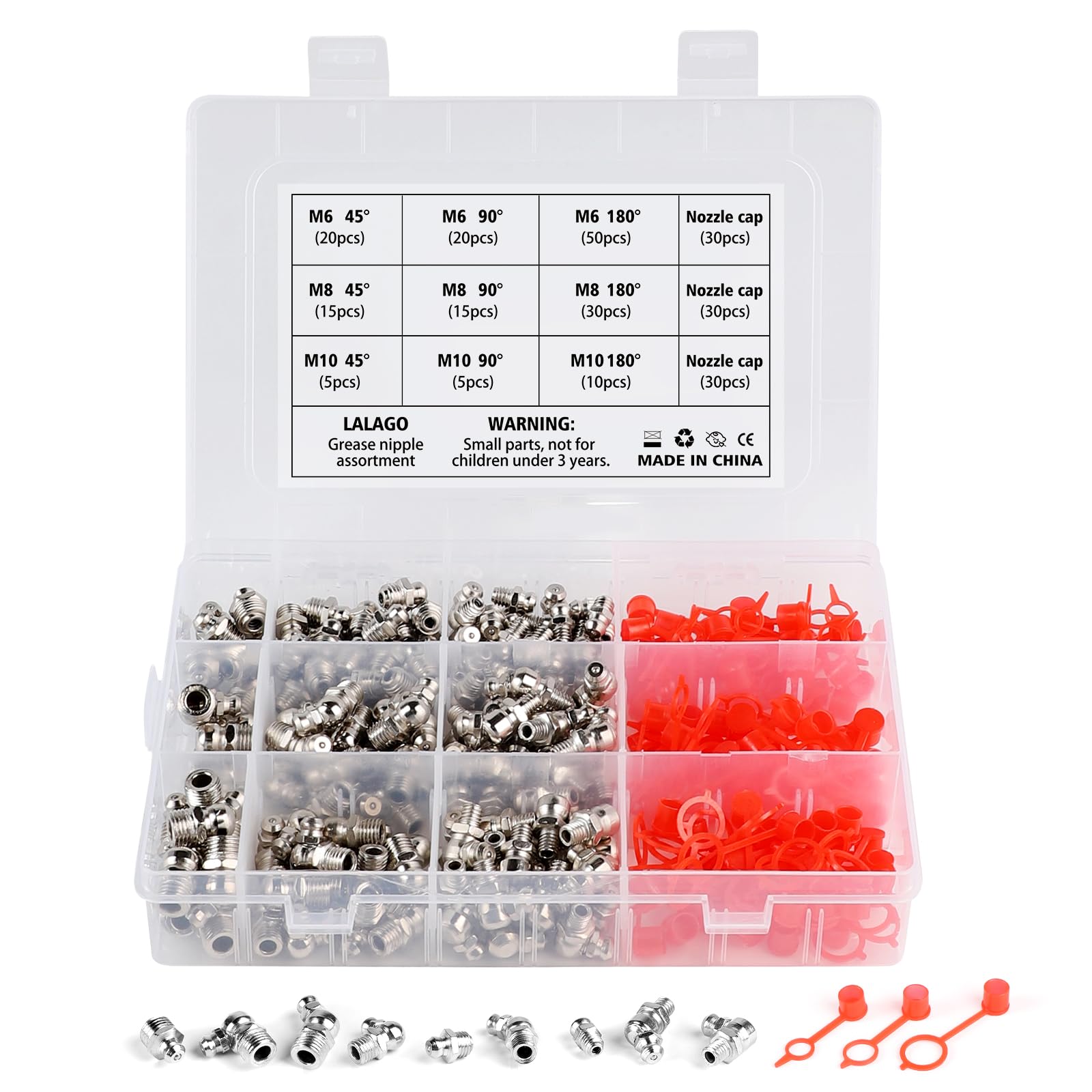 lalago Schmiernippel Sortiment Kit, 170tlg M6 M8 M10 Gerade Abgewinkelt 45°90°180 ° Kegelschmiernippel mit Nippelabdeckungen, Kegelschmiernippel für Schmierpressen mit Aufbewahrungsbox lalago Schmiernippel Sortiment Kit, 170tlg M6 M8 M10 Gerade Abgewinkelt 45°90°180 ° Kegelschmiernippel mit Nippelabdeckungen, Kegelschmiernippel für Schmierpressen mit Aufbewahrungsbox von lalago