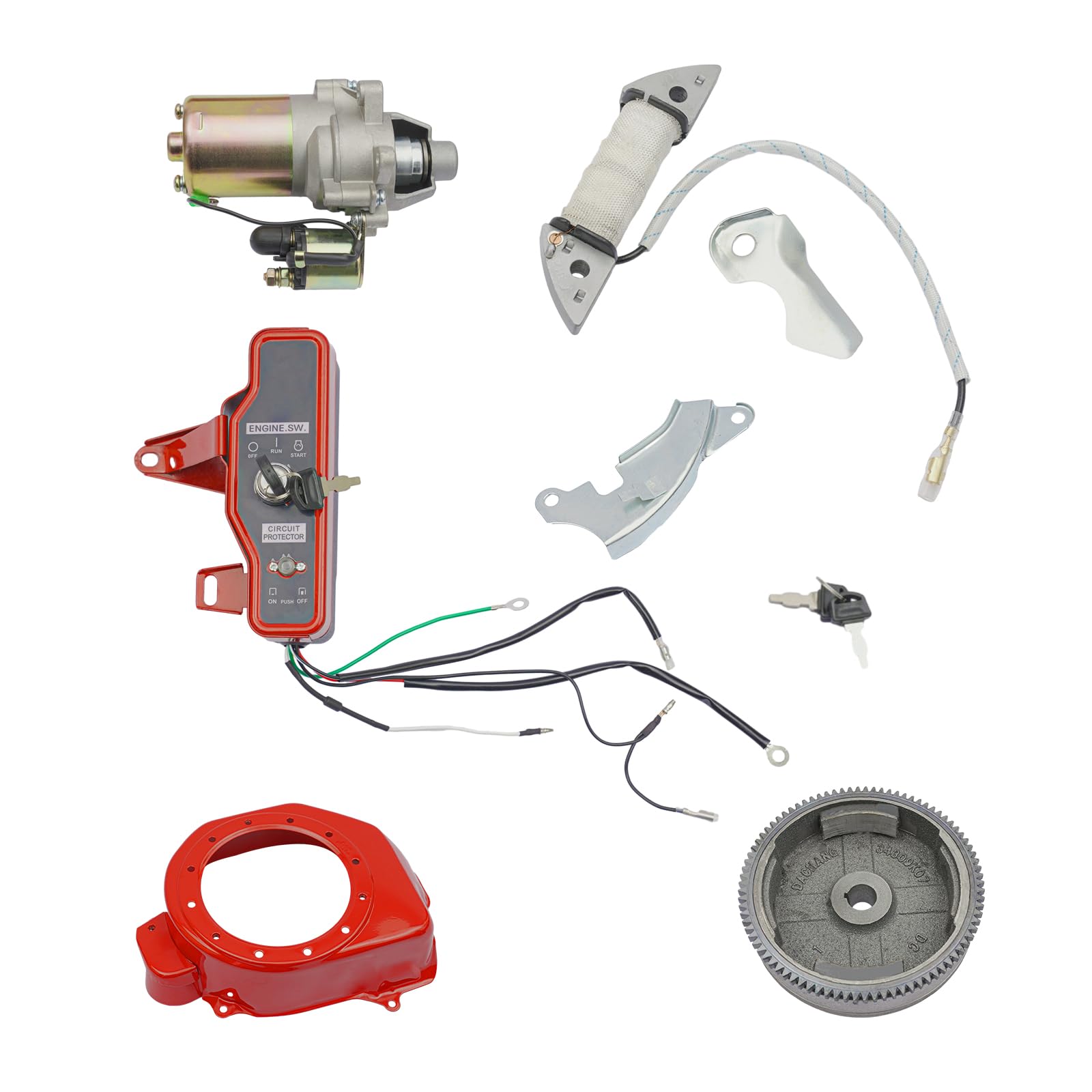 Elektrostarter Start Kit 4-Takt Elektrostart Kit Für Honda GX160 5.5PS/GX200 6.5PS Schwungrad Anlasser Schlüsselschalter Schwungrad-Startermotor Elektrostarter Start Kit 4-Takt Elektrostart Kit Für Honda GX160 5.5PS/GX200 6.5PS Schwungrad Anlasser Schlüsselschalter Schwungrad-Startermotor von lalaleny