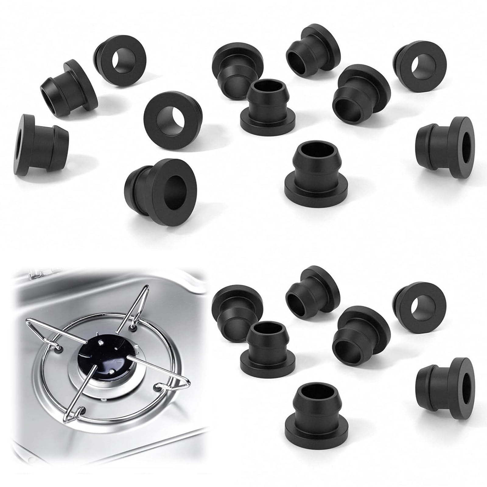 landscape lights2K 40 StüCk TopfträGergummis GummifüßE RostgummifüE Kompatible RostgummifüßE ZubehöR Für Wohnmobil-Kochfeld (Schwarz von landscape lights2K