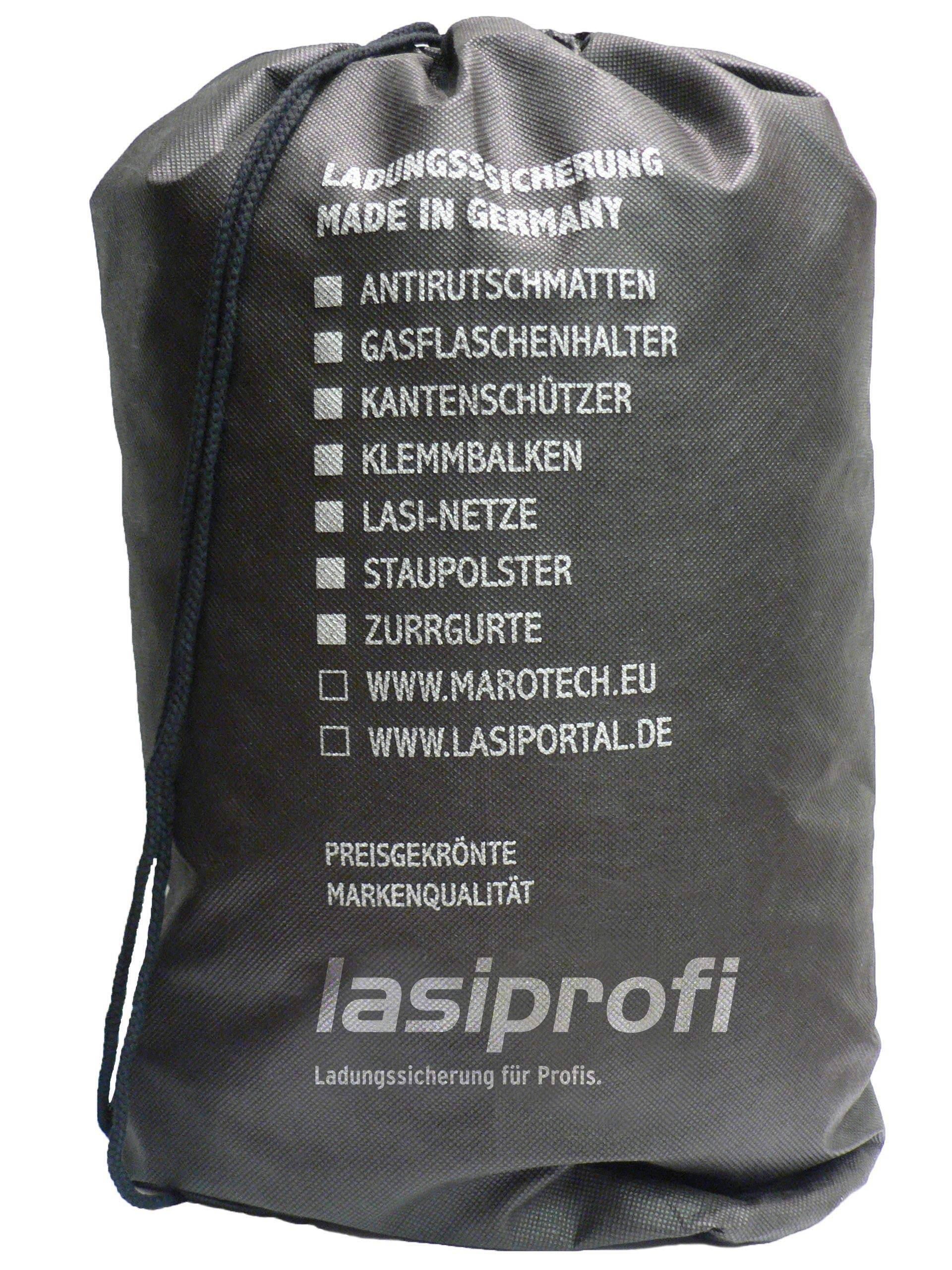 Lasiprofi Ladungssicherungs-Set PKW 15-teilig Antirutschmatten Zurrgurte Sicherungsnetz Kantenschutz im Beutel von lasiprofi