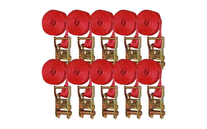 lasiprofi 10er Sparset Zurrgurt MT2000 mit Druckratsche Gurtbreite 35 mm Gurtlänge 6 Meter Rot von lasiprofi