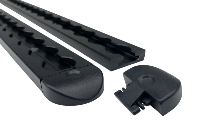 lasiprofi Airlineschienen mit Endkappen, 1.0 m, schwarz KTL-beschichtet, gebohrt, eckig, 34 x 9,6 mm | Zurrschiene | für Transporter, Wohnwagen, Sprinter | Aluminium (Starterset 2.2) von lasiprofi