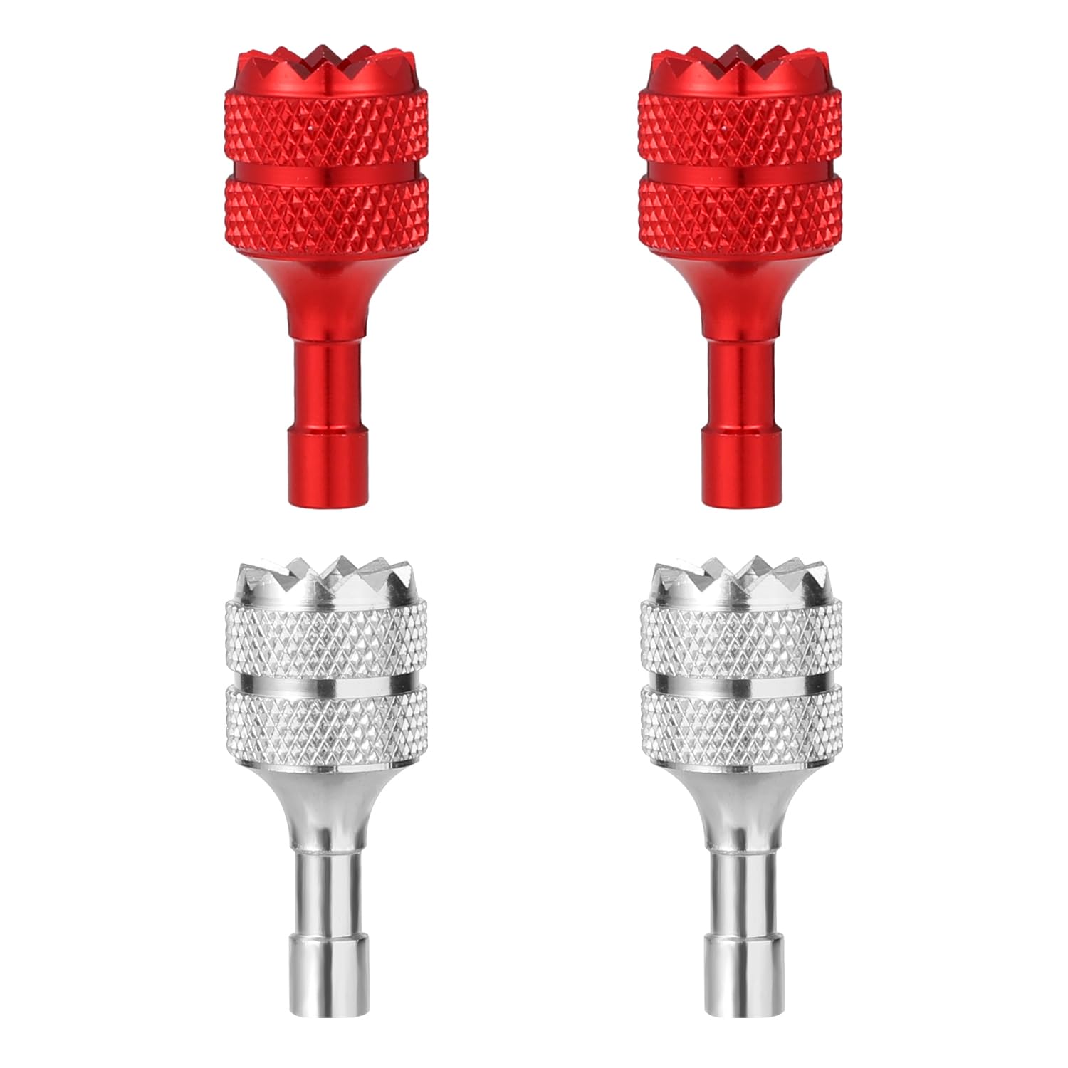 lasuroa 4 Stück Drohnen Controller Sticks, Aluminium Drohnen Fernbedienungs Joysticks Abnehmbar Daumenwippe Ersatz Kompatibel mit DJI Mini 3 Pro DJI RC Smart Controller Zubehör (Silber, Rot) von lasuroa