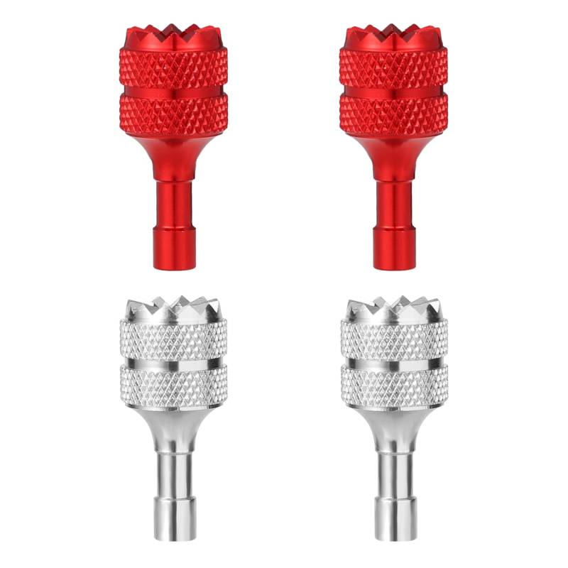 lasuroa 4 Stück Drohnen Controller Sticks, Aluminium Drohnen Fernbedienungs Joysticks Abnehmbar Daumenwippe Ersatz Kompatibel mit DJI Mini 3 Pro DJI RC Smart Controller Zubehör (Silber, Rot) von lasuroa