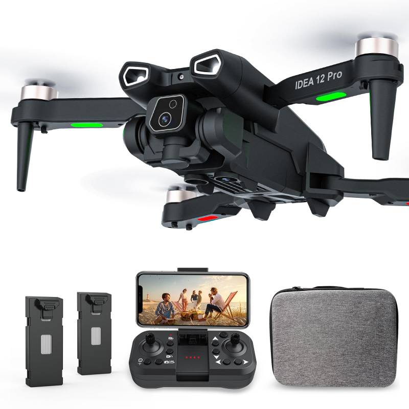 IDEA12 PRO Drohne mit Kamera Einstellbarer 4K mit Optische Flusspositionierung für Anfänger und Erwachsene, Drohnen mit Bürstenlosem Motor, FPV RC Drone Quadcopter mit 2 Batterien 30 Minuten von le-idea