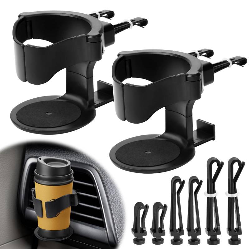 lefeindgdi Auto Getränkehalter 2 Stück - Auto Universeller Flaschenhalter Verstellbarere Auto Belüftungs Becherhalter für Getränkedose und Kaffeebecher,Schwarz von lefeindgdi