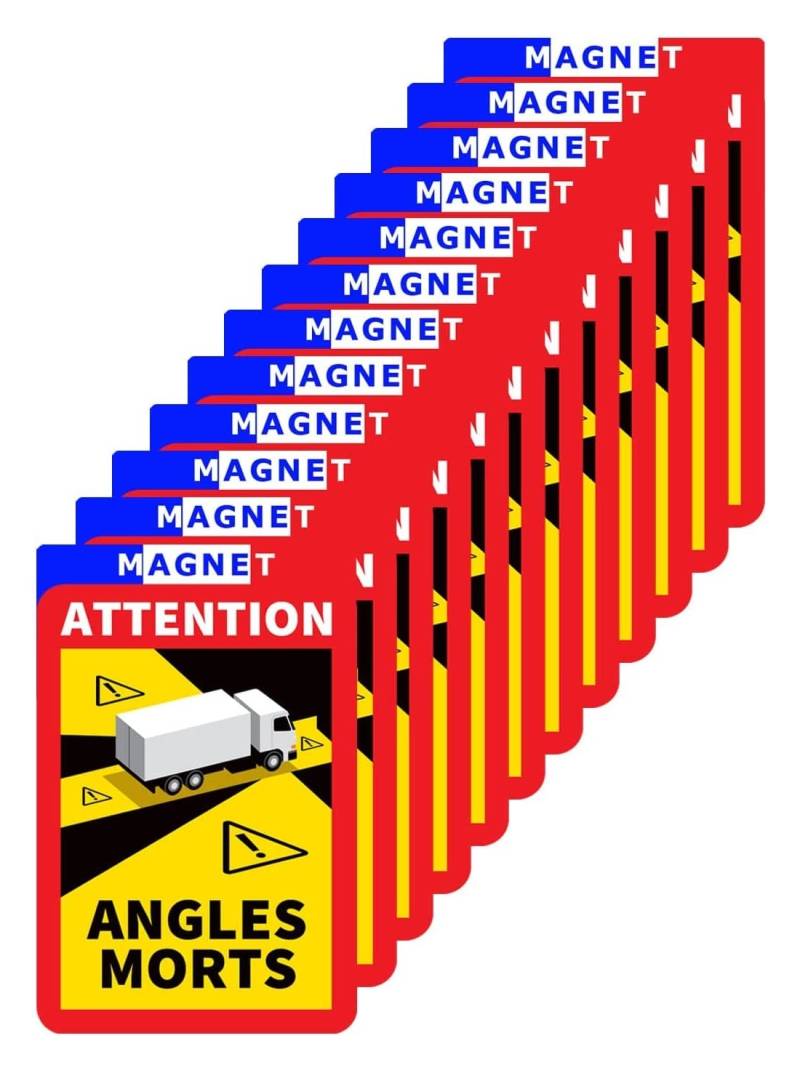 lepni.me 12er Pack Magnetische Warnschilder Achtung Toter Winkel Morts Aufkleber für LKW in Frankreich Starke Magnetaufkleber mit UV-Schutz von lepni.me