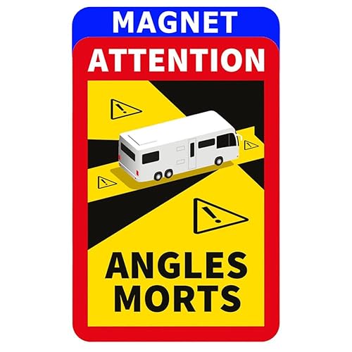 lepni.me Magnetische Warnschilder Achtung Toter Winkel Morts Aufkleber für Wohnmobil Wohnwagen in Frankreich Starke Magnetaufkleber mit UV-Schutz von lepni.me