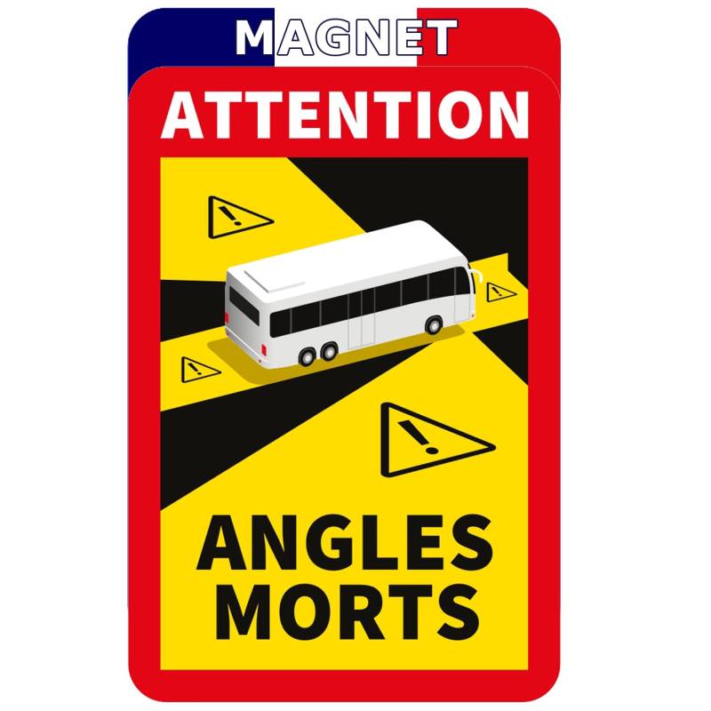 lepni.me 1er Pack Magnetischen Warnschild Achtung Toter Winkel Morts Aufkleber für Bus in Frankreich Starker Magnetaufkleber mit UV-Schutz von lepni.me