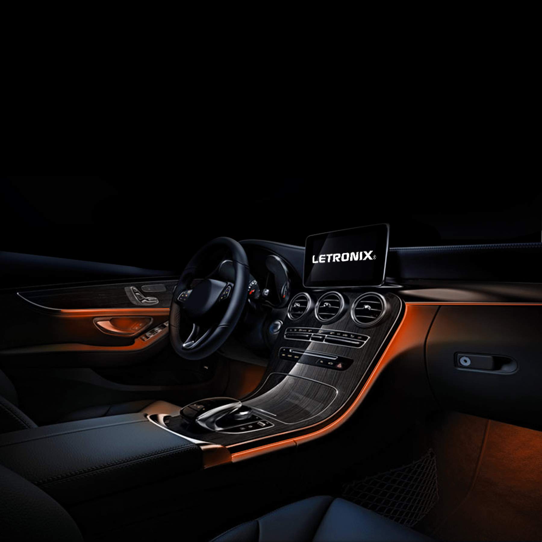 LETRONIX EL Wire Lichtleiste Ambientebeleuchtung Auto 12V Orange 3 Meter (4,66€/M) (Orange - 3 Meter) von letronix
