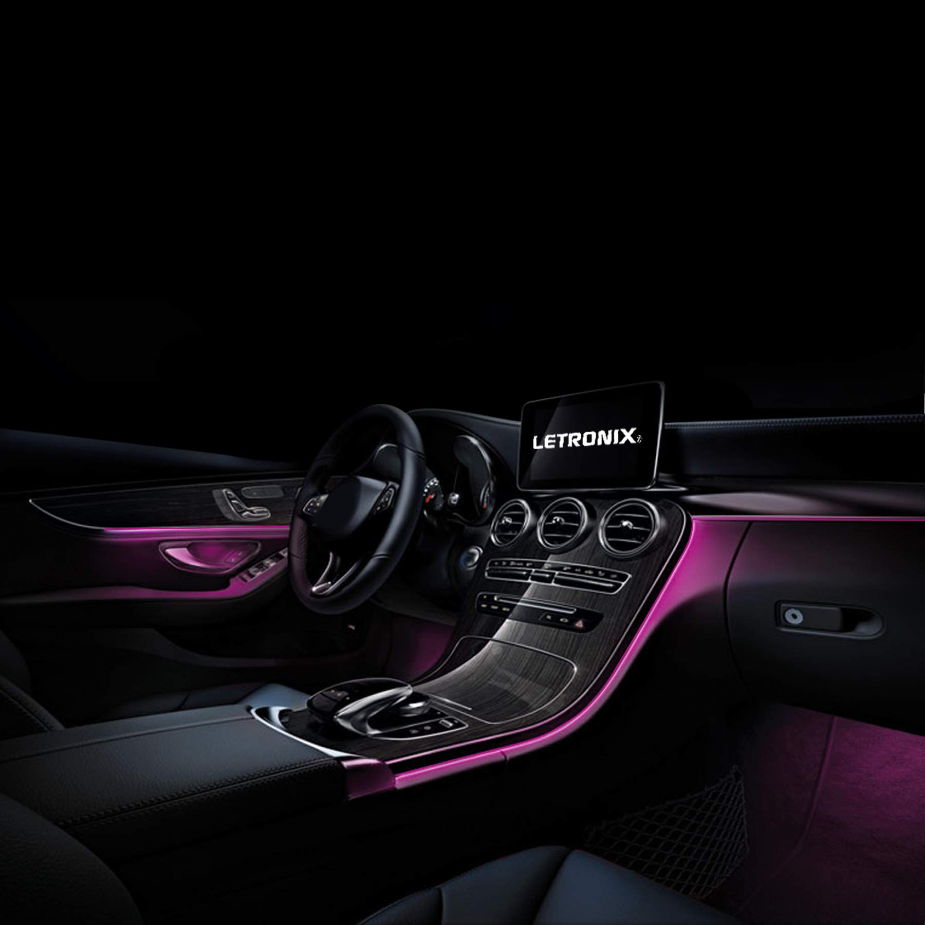 LETRONIX EL Wire Lichtleiste Ambientebeleuchtung Auto 12V Pink 2 Meter (6,00€/M) (Pink - 2 Meter) von letronix