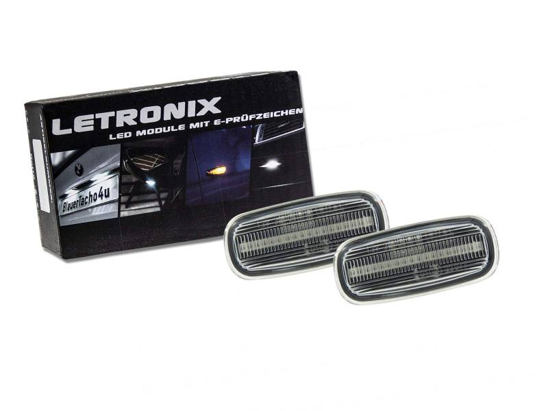 LETRONIX LED Seitenblinker Blinker Module Klar Silber geeignet für A2 8Z / A3 8L Facelift / A4 B5 Facelift / A6 C5 / A8 D2 Facelift/TT 8N mit E-Prüfzeichen von letronix