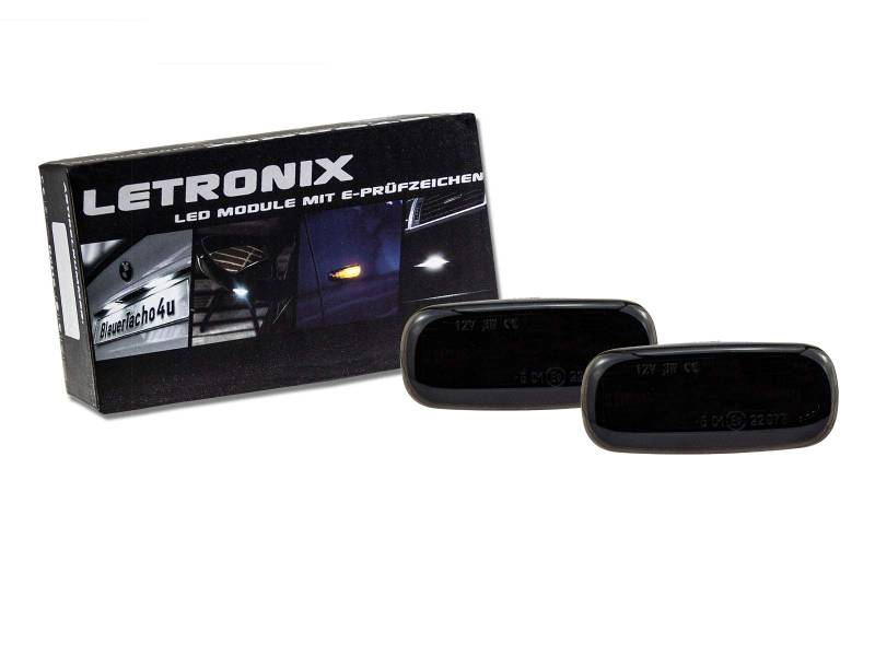 LETRONIX LED Seitenblinker Blinker Module Smoke Schwarz geeignet für A2 8Z / A3 8L Facelift / A4 B5 Facelift / A6 C5 / A8 D2 Facelift/TT 8N mit E-Prüfzeichen von letronix