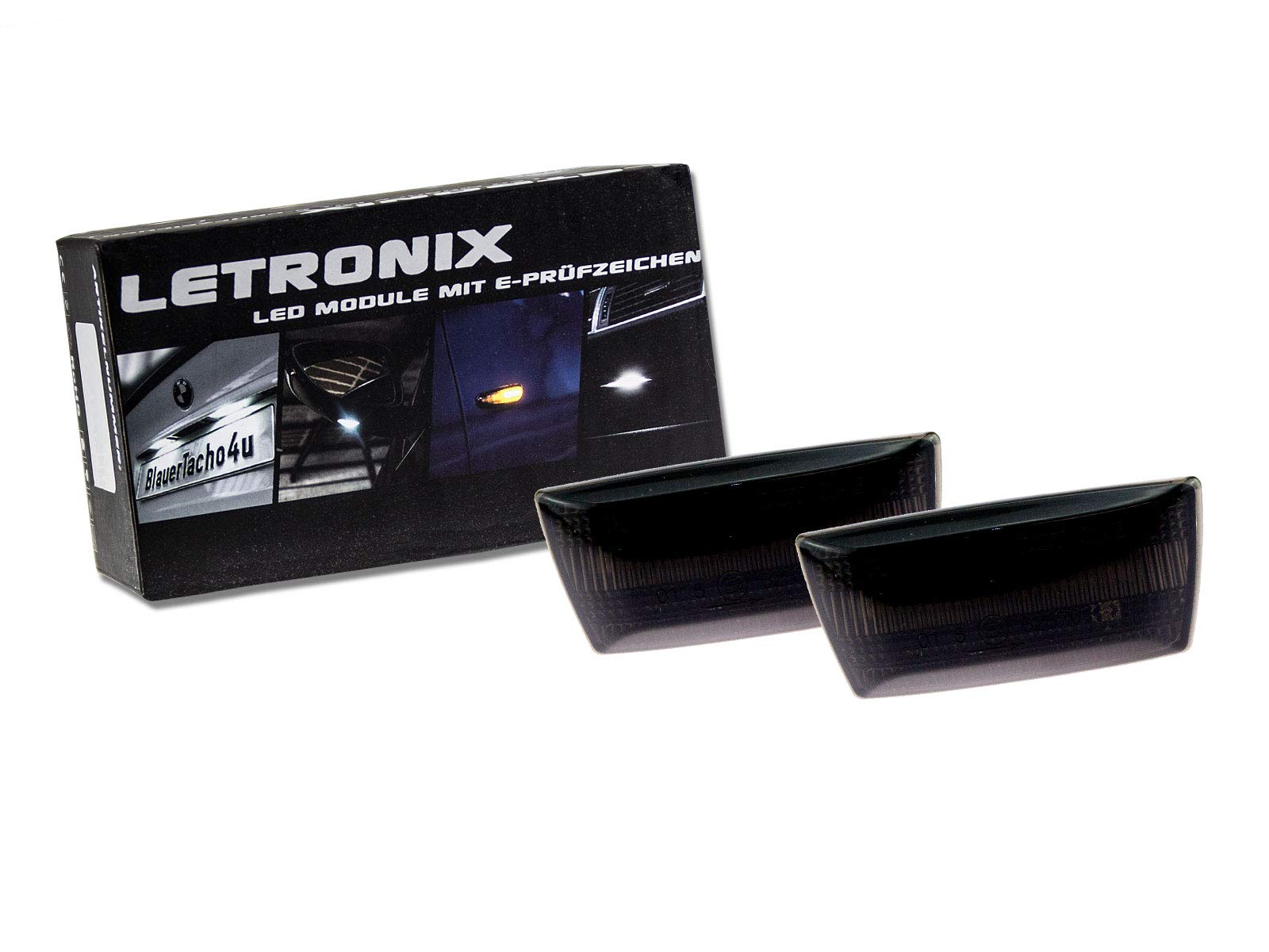 LETRONIX LED Seitenblinker Blinker Module Smoke Schwarz Adam geeignet für Astra J/Corsa E/Insignia A/Meriva B/Zafira B/Cruze J300 mit E-Prüfzeichen von letronix