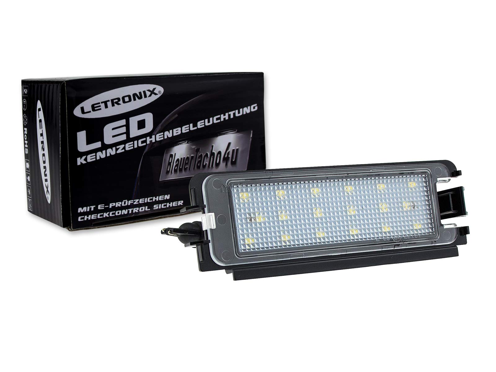 LETRONIX SMD LED Kennzeichenbeleuchtung Module geeignet für Sandero 2 II ab 2012 mit E-Prüfzeichen von letronix