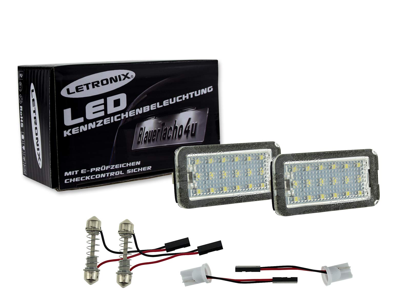LETRONIX SMD LED Kennzeichenbeleuchtung Module geeignet für 500 2007-2016 / 500C Cabrio 2009-2016 mit E-Prüfzeichen von letronix