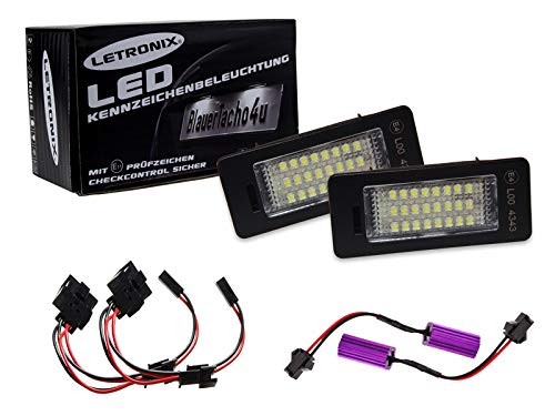 LETRONIX SMD LED Kennzeichenbeleuchtung Module geeignet für Q5 2008-2010 / A4 2008-2010 / S5 2008-2010 A5 2007-2010 / TT 2007-2008 / Passat 2008-2010 / Passat R36 2007-2010 mit E-Prüfzeichen von letronix