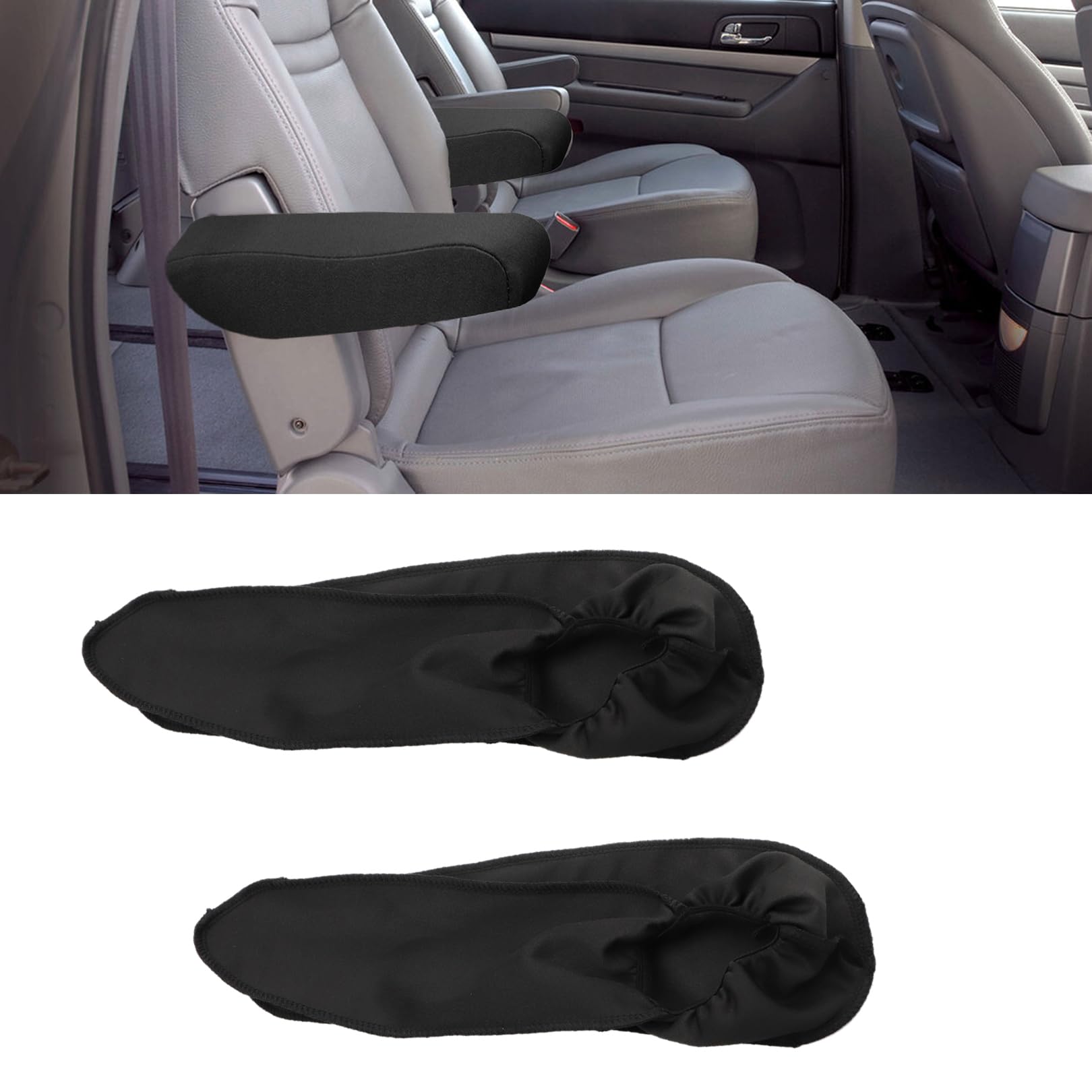 2 Stück Armlehnenschoner Auto Universal Auto Vordersitz Armlehnenbezug Elastische Stoffstoff Auto Stuhl Armlehnenbezug für Auto SUV LKW und Van Schutz der Armlehnen im Autos(Schwarz) von lokxmve