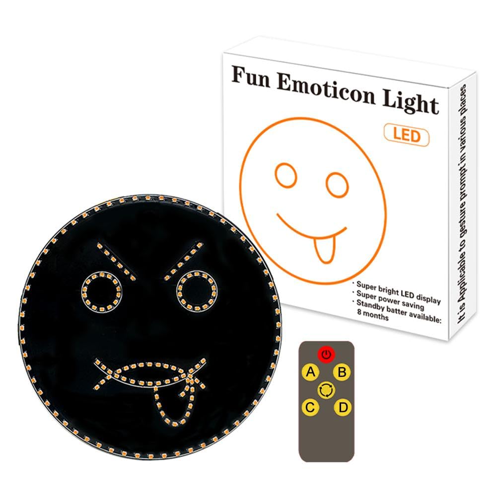 Lustiges Emoticon-Licht, Auto-Fingerlicht mit Fernbedienung, Straßenschilder, mittlere Hand, Aufkleber, Warnleuchte, leuchtende Geste, 1 Set von lopjk