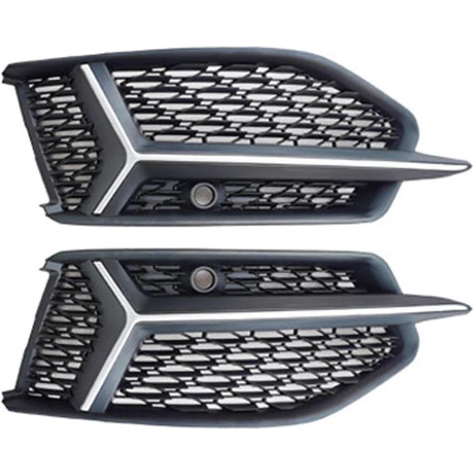Kühlergrill für Nebelscheinwerfer Auto Front Niere Grill A6 für Standard Stoßstange 2019-2021 Waben Front für Sport Nebel Lampe(Silber) von luoliang