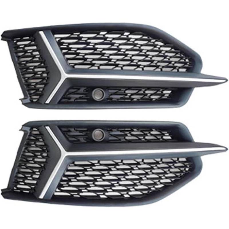 Kühlergrill für Nebelscheinwerfer Auto Front Niere Grill A6 für Standard Stoßstange 2019-2021 Waben Front für Sport Nebel Lampe(Silber) von luoliang