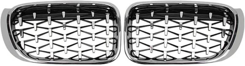 Kühlergrill für Nebelscheinwerfer Für BMW Auto Kühlergrill Racing Grills Diamant Nieren Grills Auto Front Stoßstange Grille(Silber) von luoliang