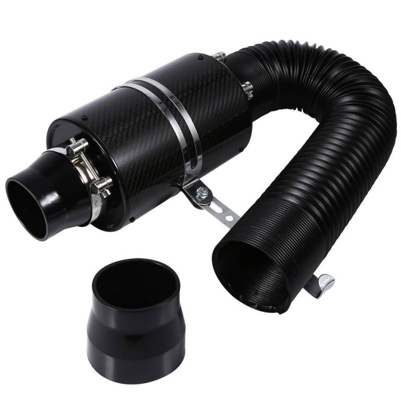 lyrlody Universal-Kaltluftfilterset Schwarz Carbon Fiber Kalten Air Ansaugsystem 3 zoll Serie Filter Lufteinlass Kit Luftfilter Lufteinlass Ansaugrohr Kit von lyrlody