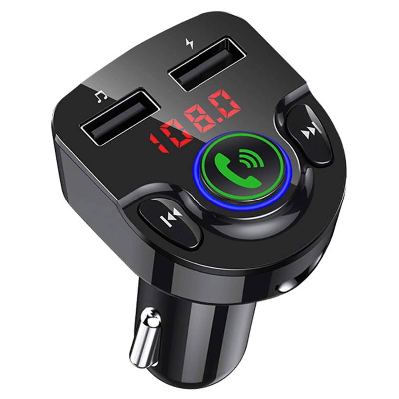 lyrlody Bluetooth-FM-Sender, Bluetooth 5.0-Autoradio-Adapter, MP3-Player, Drahtlose Freisprecheinrichtung, Auto-Bluetooth-FM-Sender mit Zwei USB-Anschlüssen von lyrlody