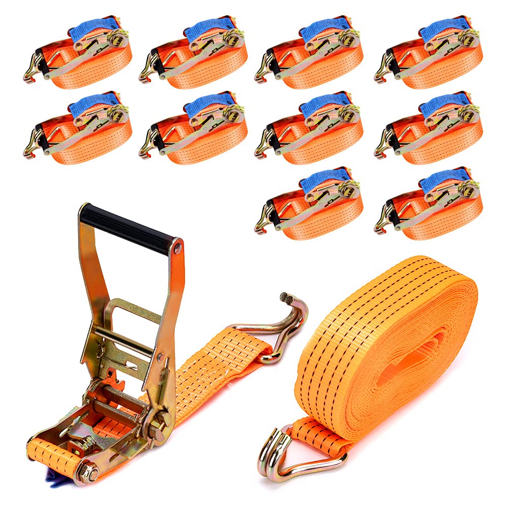 maXpeedingrods 10 Stück 5000kg 10m Spanngurte mit Ratsche Spanngurte mit Haken für die professionelle Ladungssicherung Zurrgurte LKW Anhänger Orange von maXpeedingrods