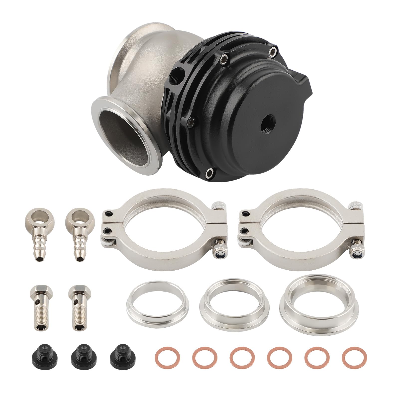 maXpeedingrods 38mm Turbolader Wastegate Kit Universal Wastegate für TIAL mit V-Band und Flanschen Schwarz maXpeedingrods 38mm Turbolader Wastegate Kit Universal Wastegate für TIAL mit V-Band und Flanschen Schwarz von maXpeedingrods