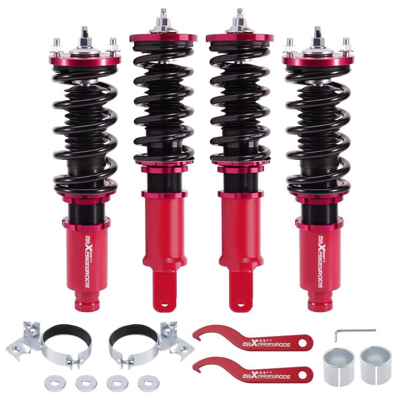 maXpeedingrods Gewindefahrwerk Dämpfung- Härteverstellbar für Civic für 88/91 CR-X 91-93 Rot von maXpeedingrods