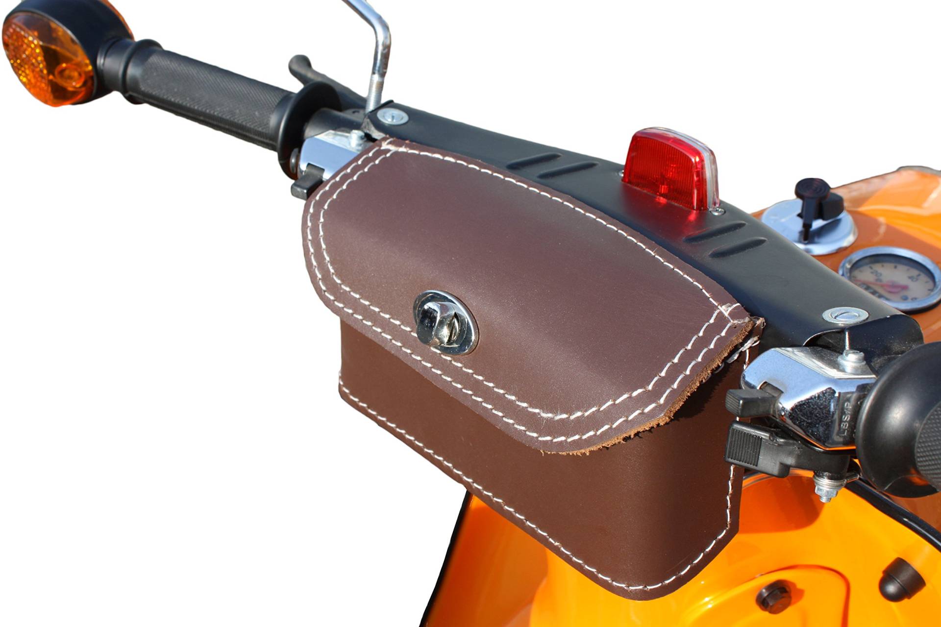 Leder Lenkertasche Tasche Packtasche Braun passend für Simson Schwalbe KR50 KR51 KR51/1 KR51/2 von made4bikers