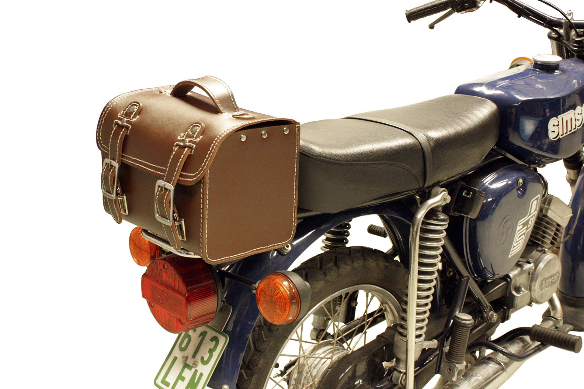 Leder Hecktasche mit Schnellverschluss Gepäckträger Tasche Packtasche Braun passend für Simson S50 S51 S70 von made4bikers
