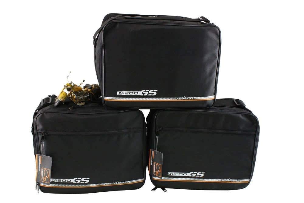 made4bikers Promotion-Bag: KomplettSet Innentaschen TopCase UND Koffer passend für BMW R1200GS-LC R1200 GS LC K50 ab Bj. 2013, Schwarz von made4bikers