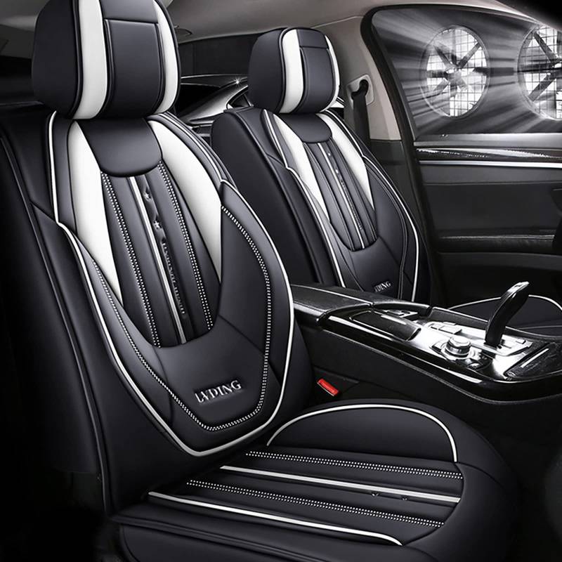 Maipula Auto Sitzauflage Für Audi A4 5 Sitze Allwetter-Autositzbezug Kunstleder Komfortabler Autositzbezüge,Schwarz und weiß von Maipula