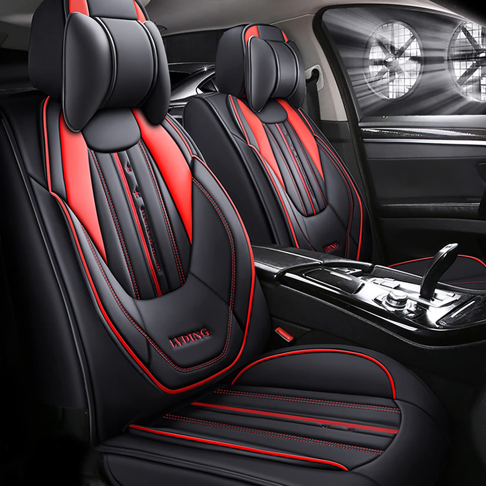 Maipula Auto Sitzauflage Für Ford Kuga Luxus 5 Sitze Allwetter-Autositzbezug Kunstleder Komfortabler Autositzbezüge Schwarz Rot von Maipula