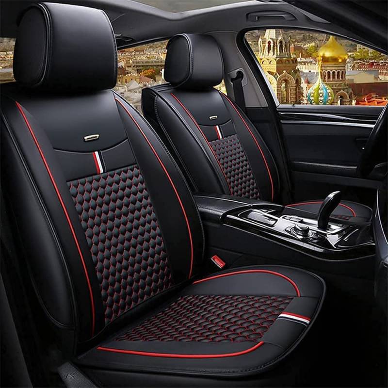 Maipula Für VW Für Volkswagen Golf 3 5 6 7 Golf3 Golf5 Golf6 Golf7 GTI Convertible Wagon Tour VAR Variant Car Sitzbezügesets Vordersitze Sitzbezüge Kunstleder Sitzschutz Auflagen Schwarz Rot von Maipula