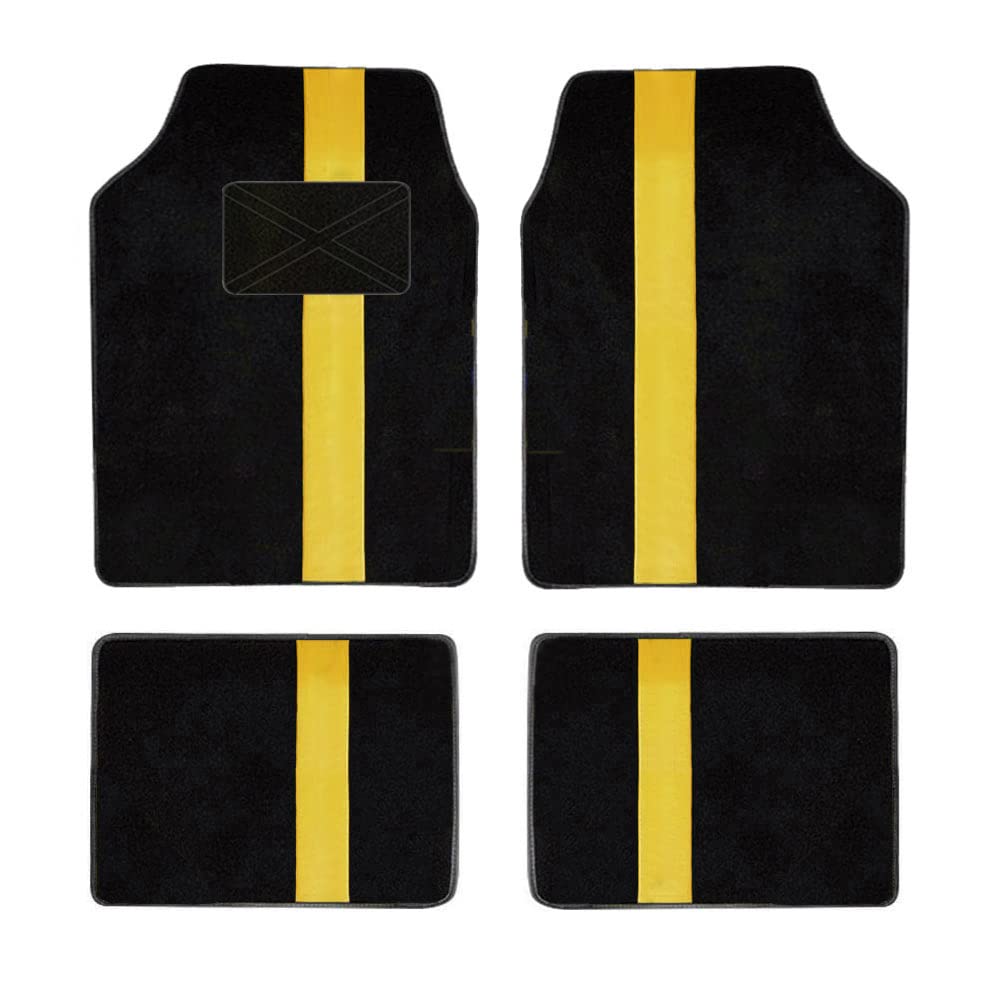 Maipula Universal Auto Fußmatten,Automatte für Fast alle Auto,4 Teiliges Set ohne Mattenhalter,Beflockun Auto bodenmatte,Schwarz Gelb Maipula Universal Auto Fußmatten,Automatte für Fast alle Auto,4 Teiliges Set ohne Mattenhalter,Beflockun Auto bodenmatte,Schwarz Gelb von Maipula