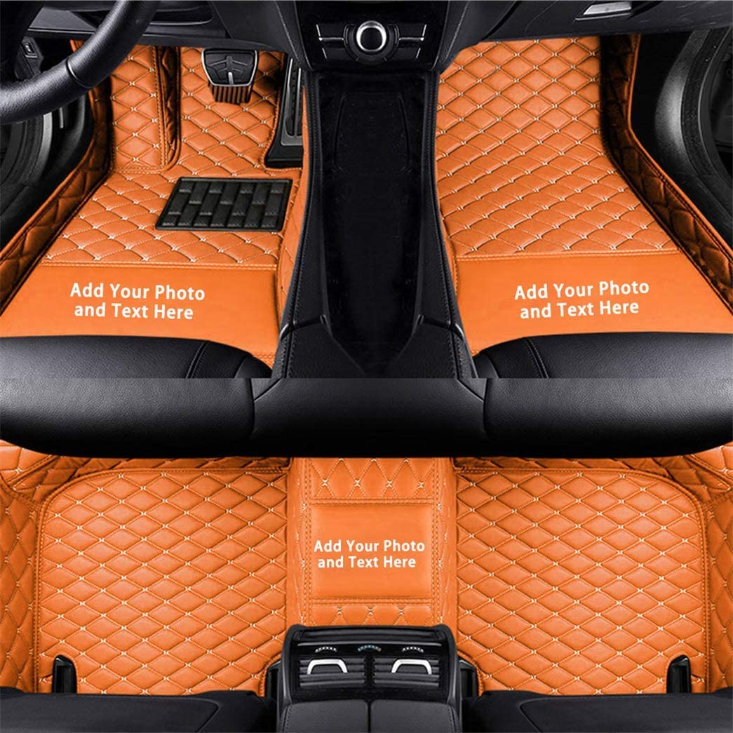Universal Custom Auto-Fußmatten Passform für die meisten Modelle,Kunstleder wasserdichte Voll Auto Fussmatten,Orange von maipula
